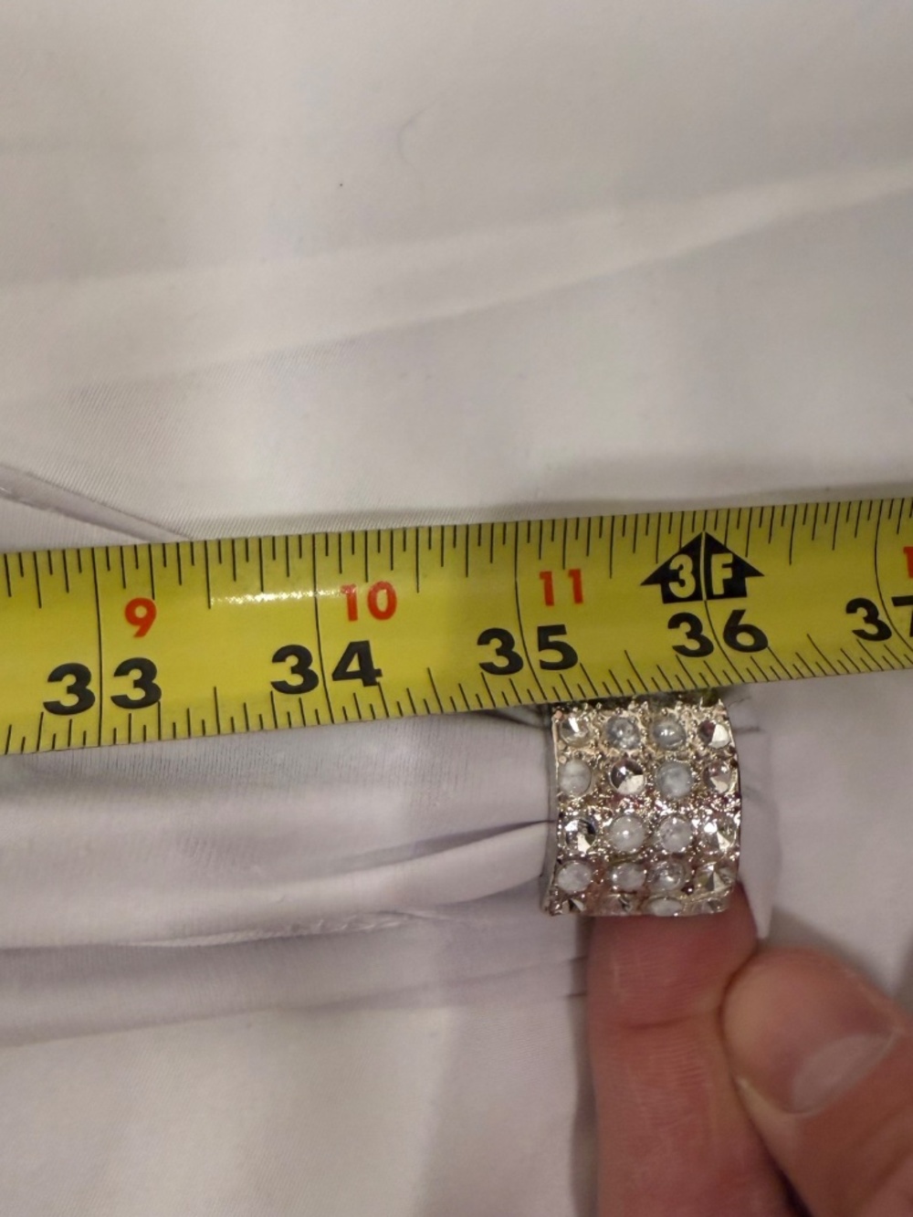 DeMore White One Shoulder Ruched Rhinestone Dress M - Picture 10 of 13